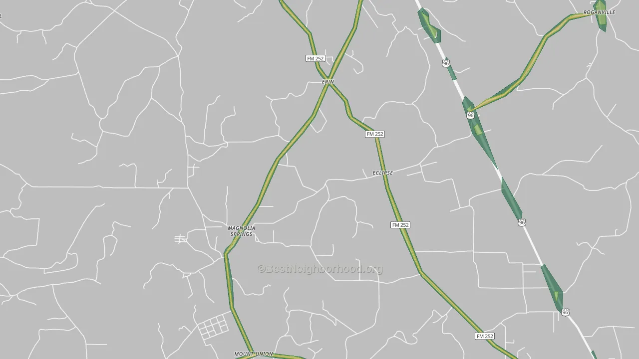 Magnolia Springs, TX Map of Noise Levels in Magnolia Springs