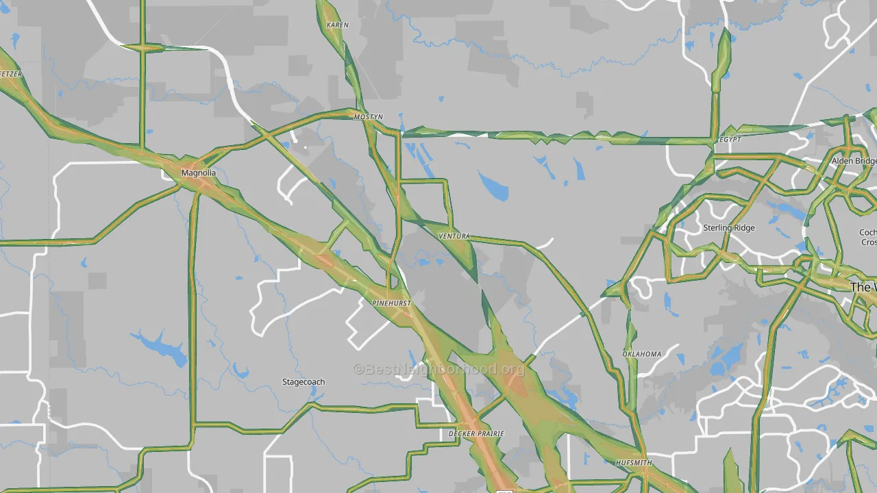Magnolia, TX Map of Noise Levels in Magnolia