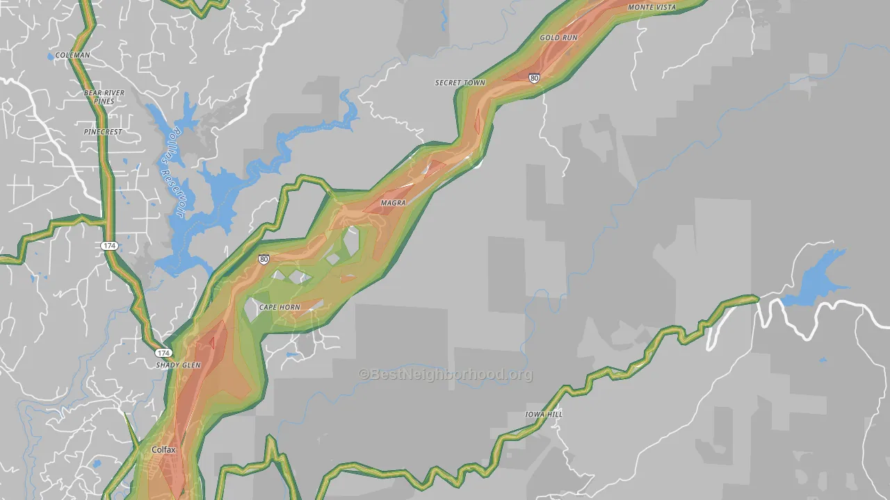 Magra, CA Map of Noise Levels in Magra