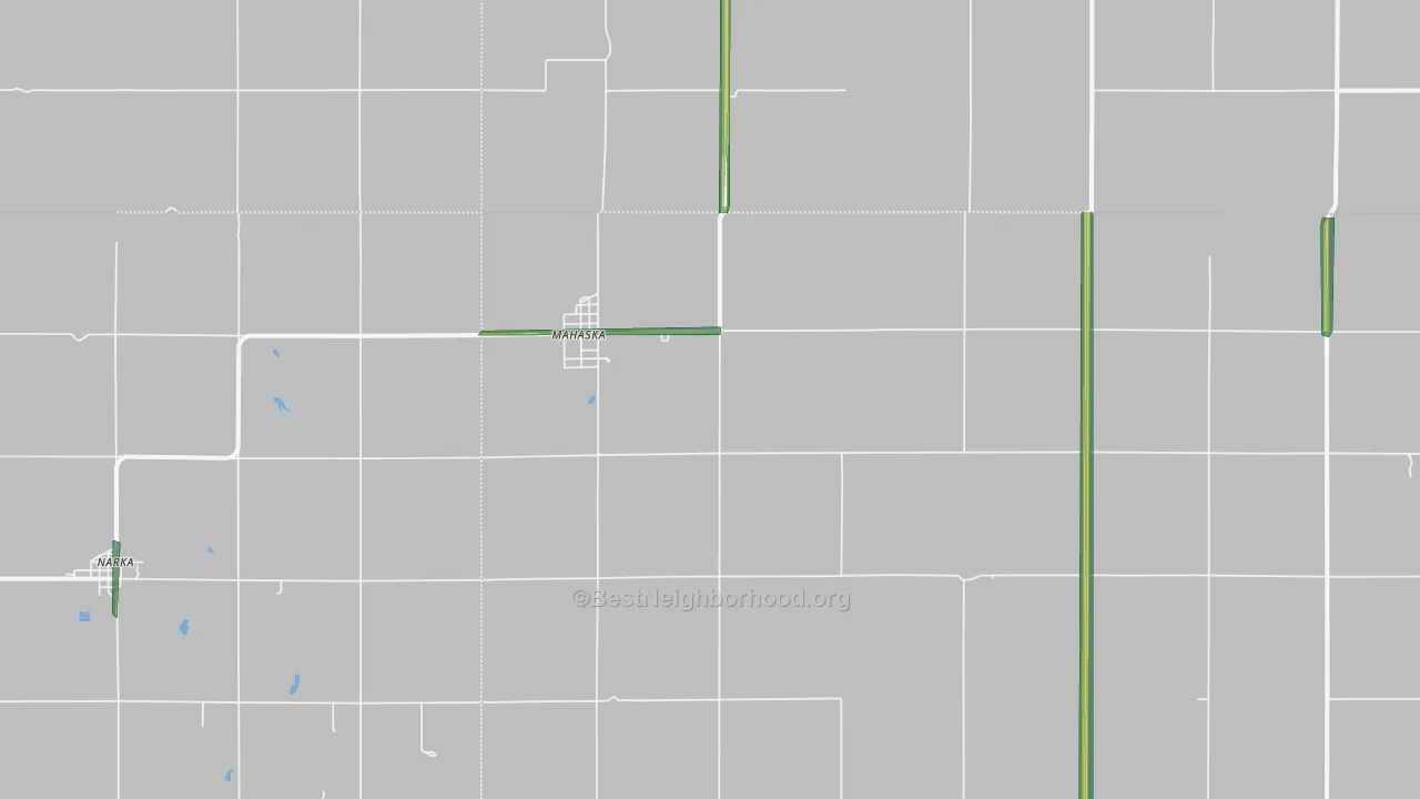 Mahaska, KS Map of Noise Levels in Mahaska