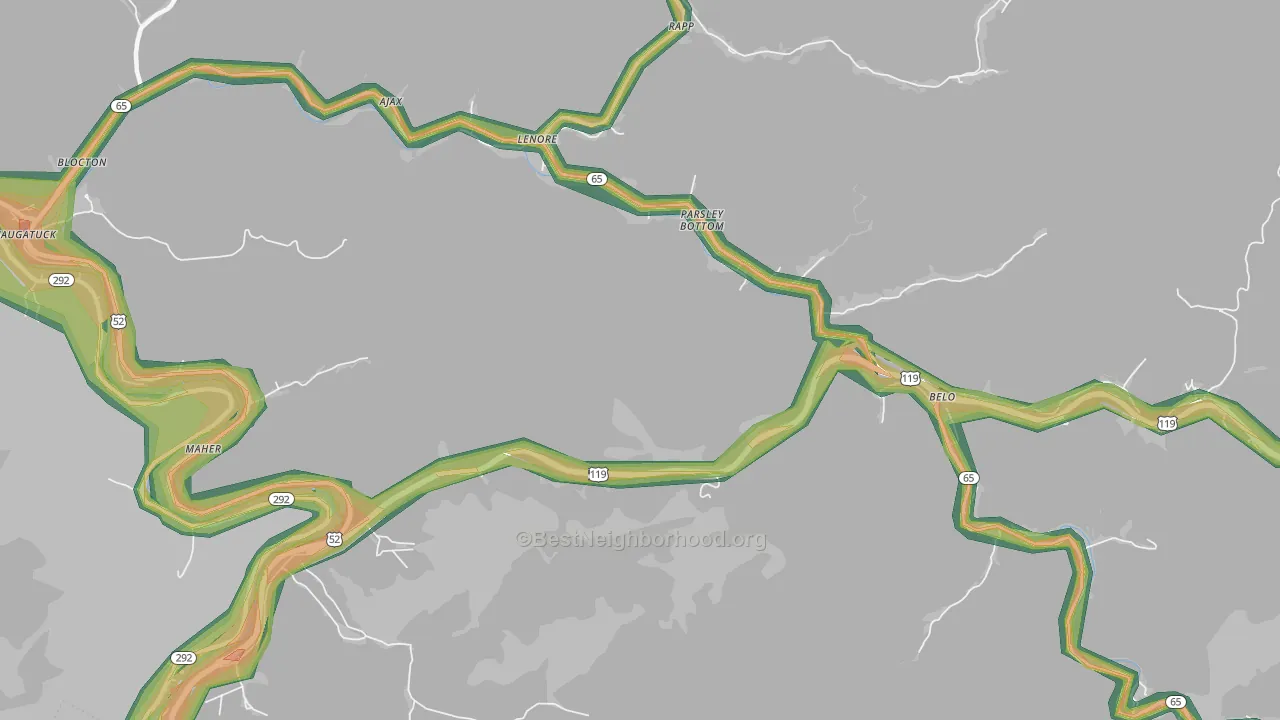 Maher, WV Map of Noise Levels in Maher