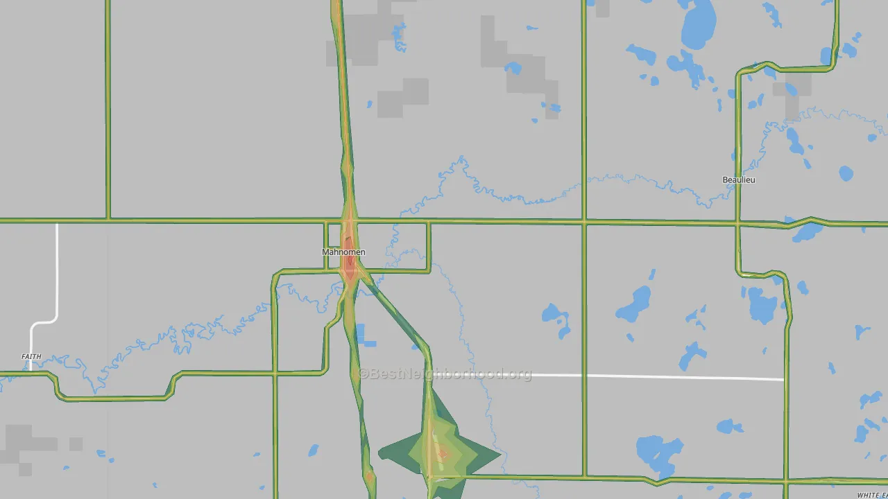 Mahnomen, MN Map of Noise Levels in Mahnomen