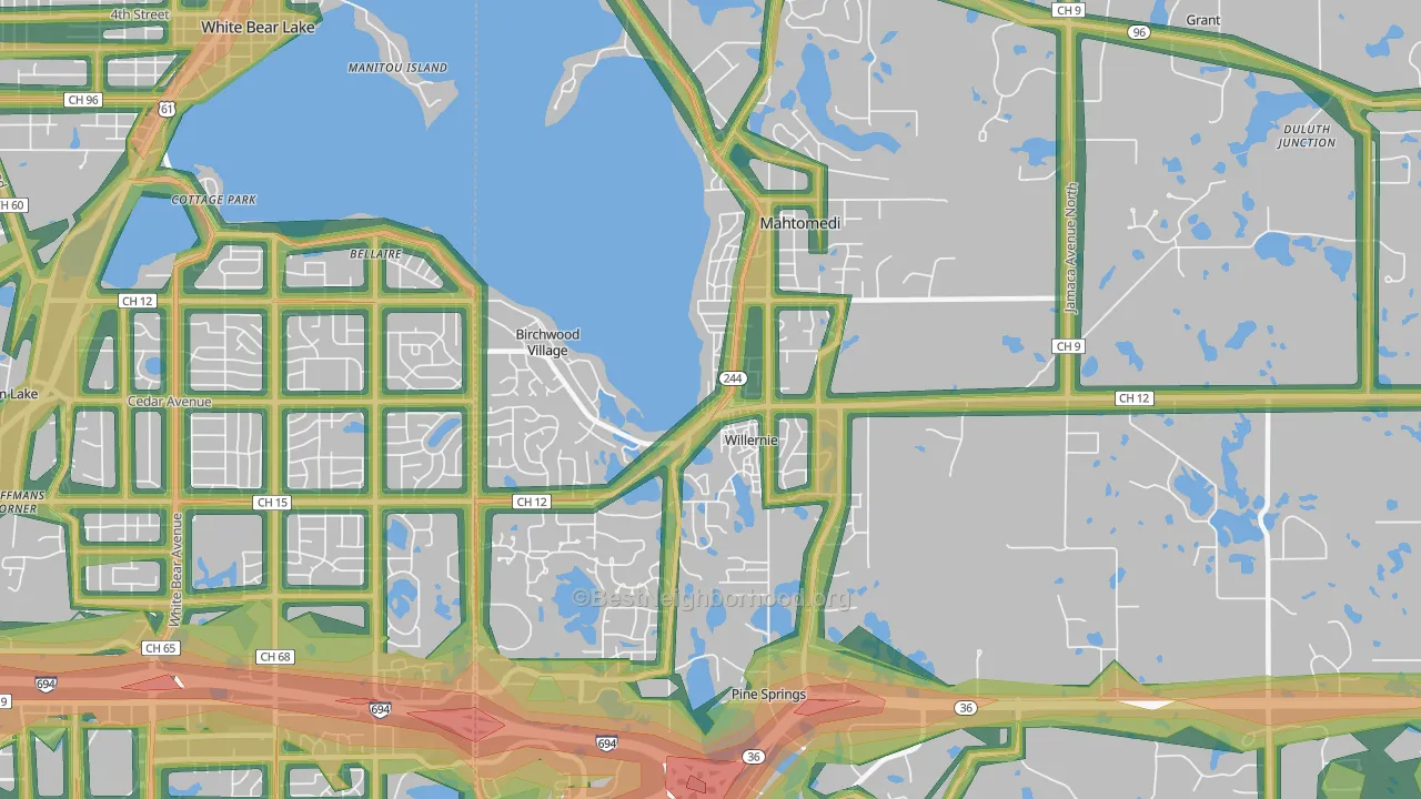 Mahtomedi, MN Map of Noise Levels in Mahtomedi