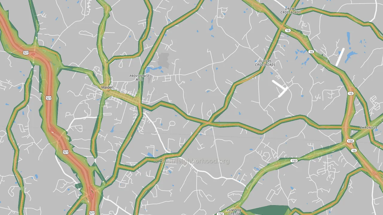 Maiden, NC Map of Noise Levels in Maiden