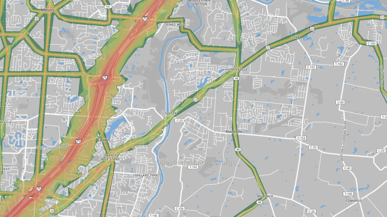 Maineville, OH Map of Noise Levels in Maineville