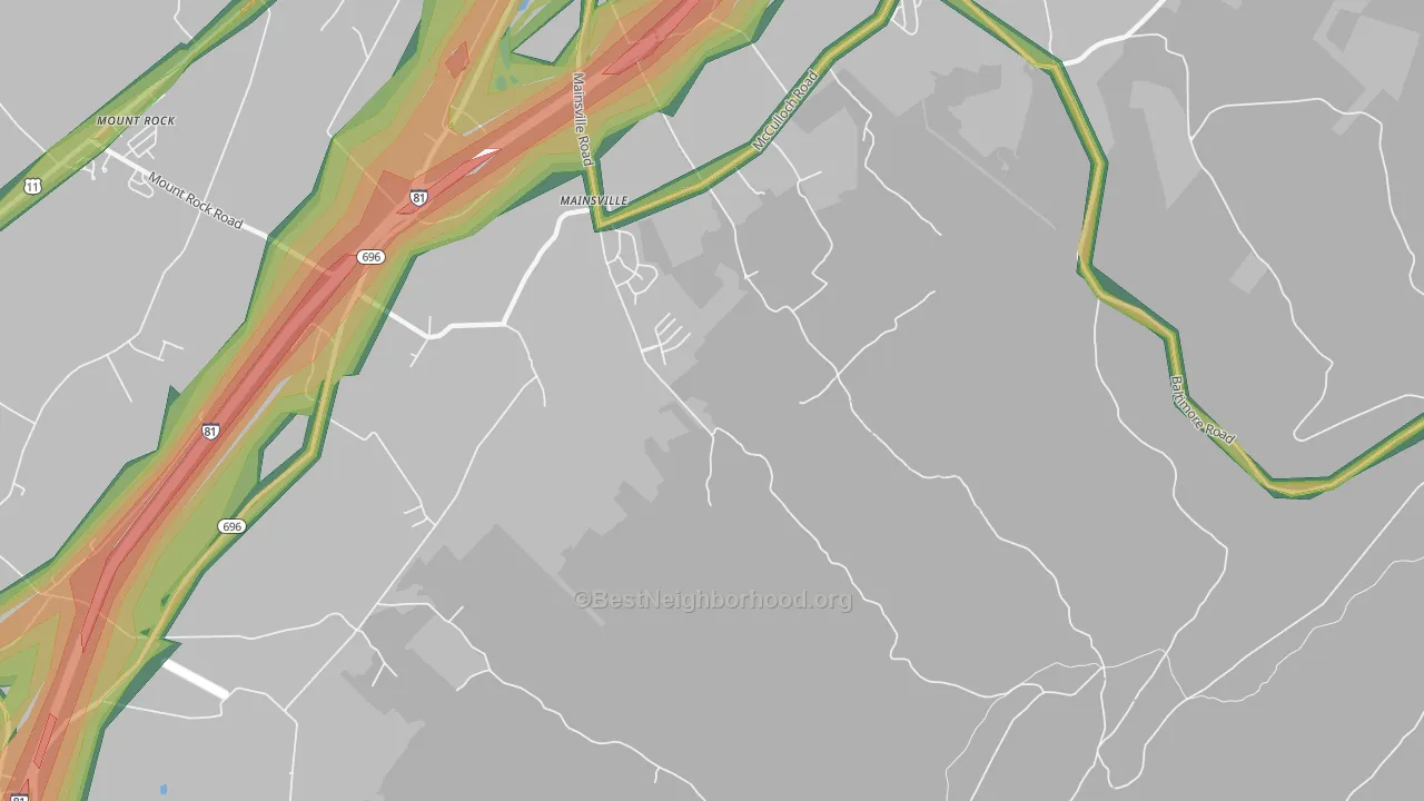 Mainsville, PA Map of Noise Levels in Mainsville