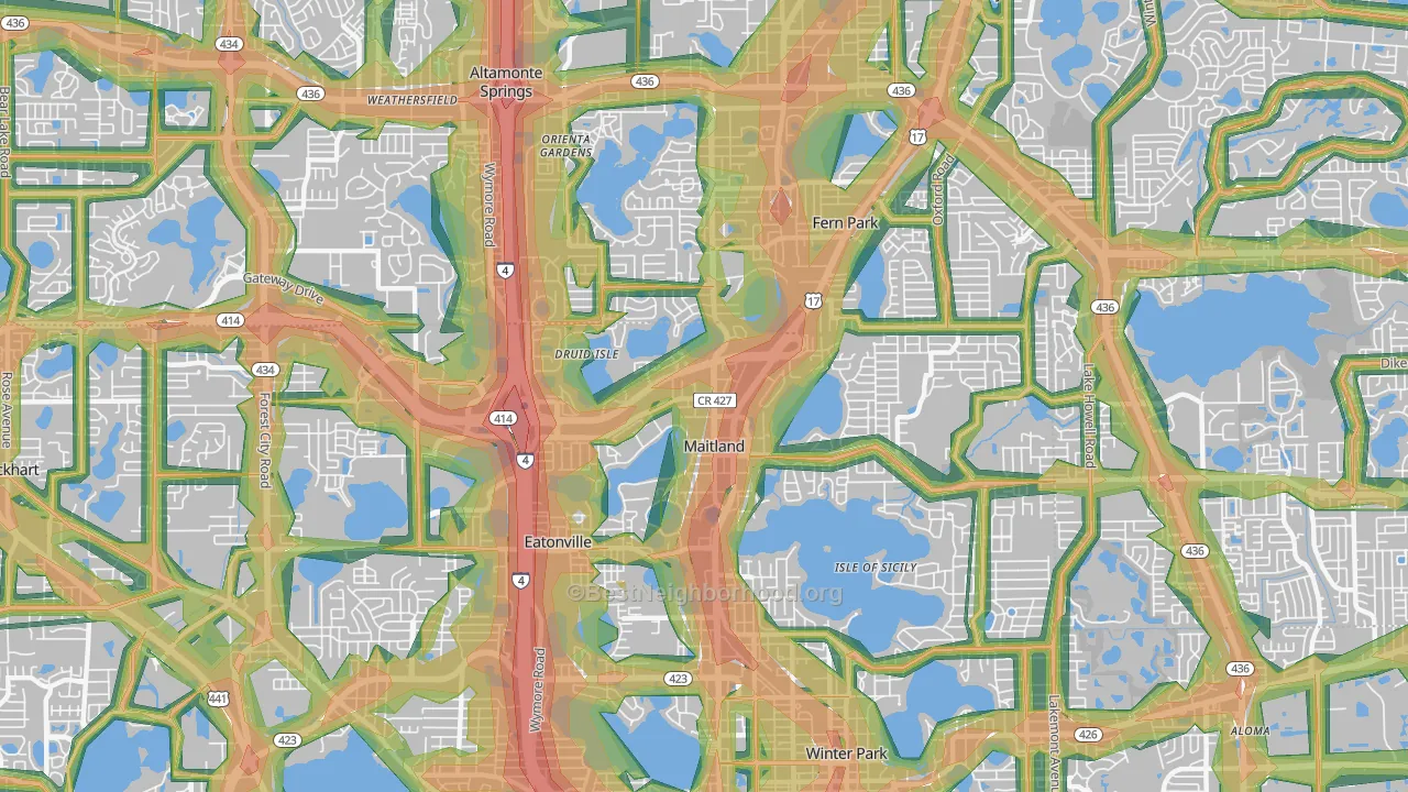 Maitland, FL Map of Noise Levels in Maitland