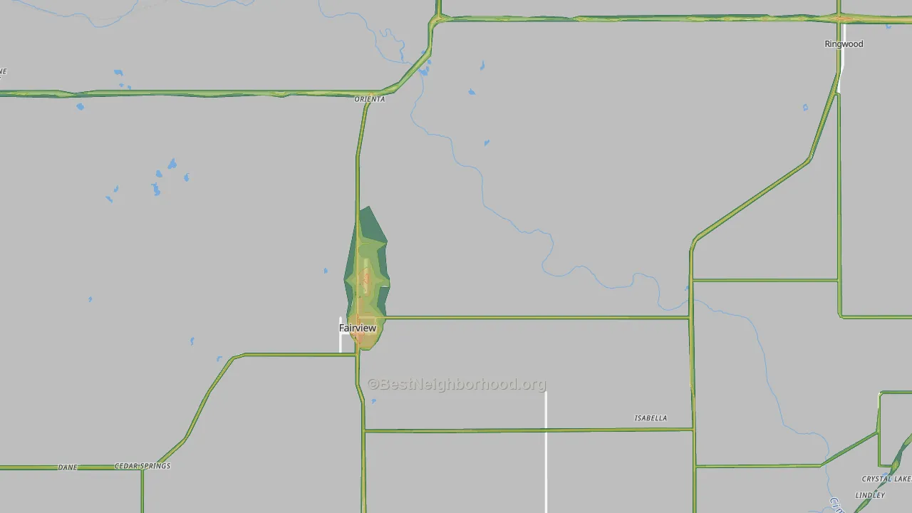 Major County, OK Map of Noise Levels in Major County