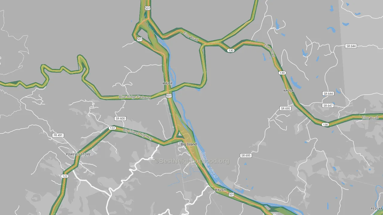 Major, VA Map of Noise Levels in Major