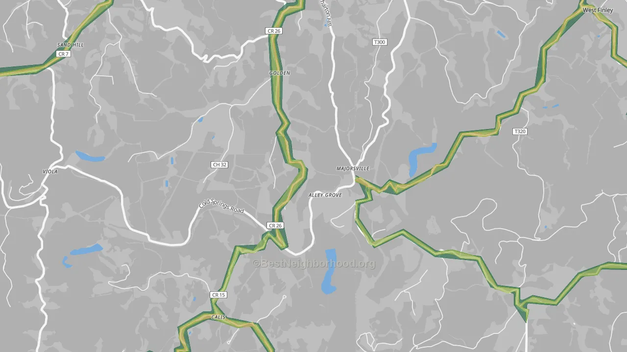 Majorsville, WV Map of Noise Levels in Majorsville