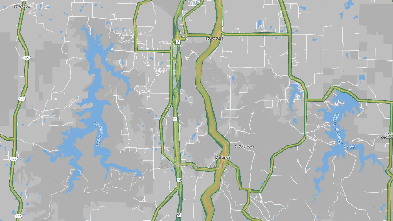 Makanda, IL Map of Noise Levels in Makanda