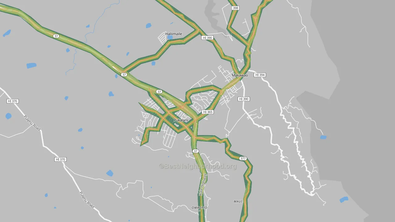 Makawao, HI Map of Noise Levels in Makawao