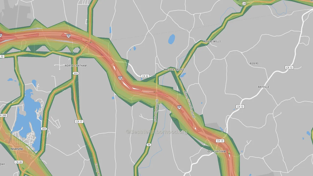 Malden Bridge, NY Map of Noise Levels in Malden Bridge