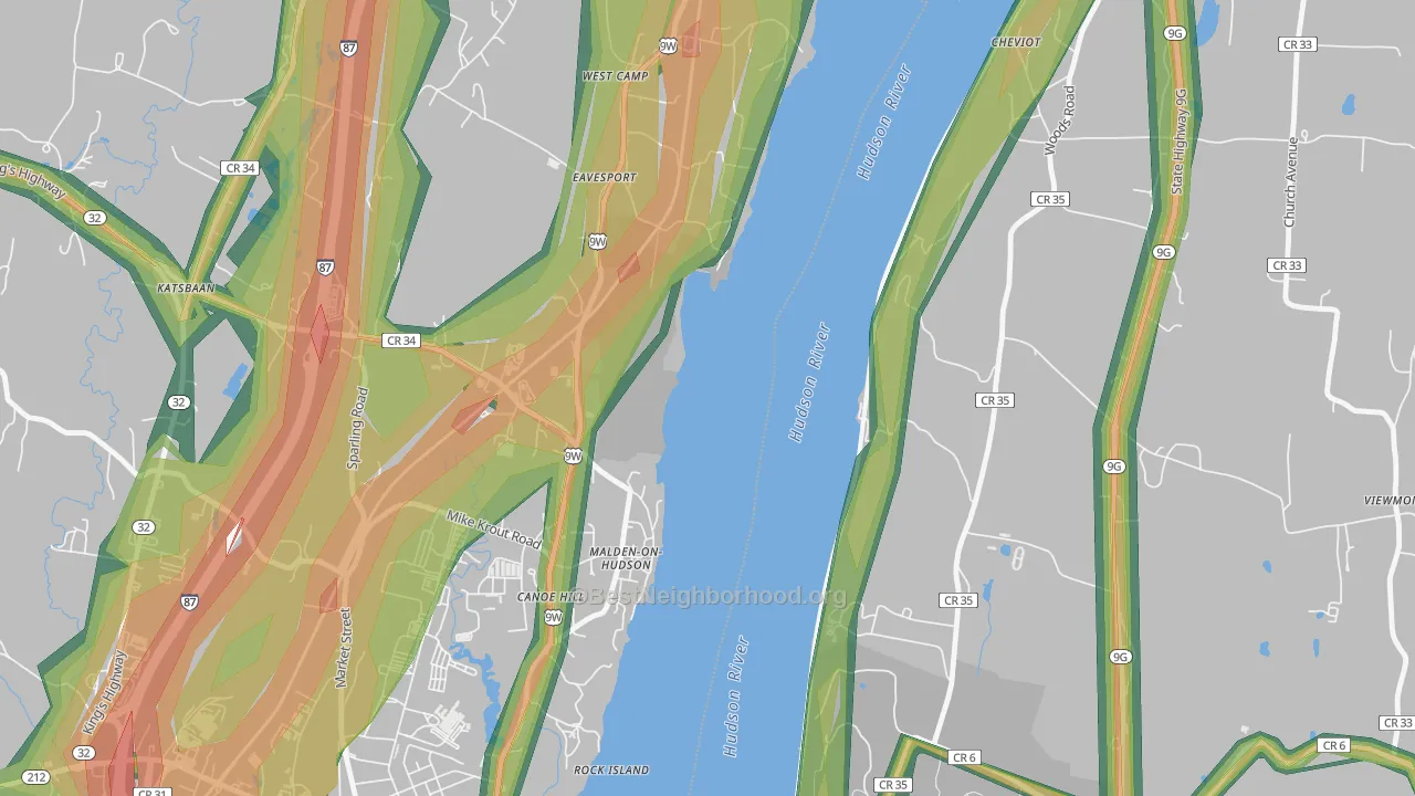 Malden-on-Hudson, NY Map of Noise Levels in Malden-on-Hudson