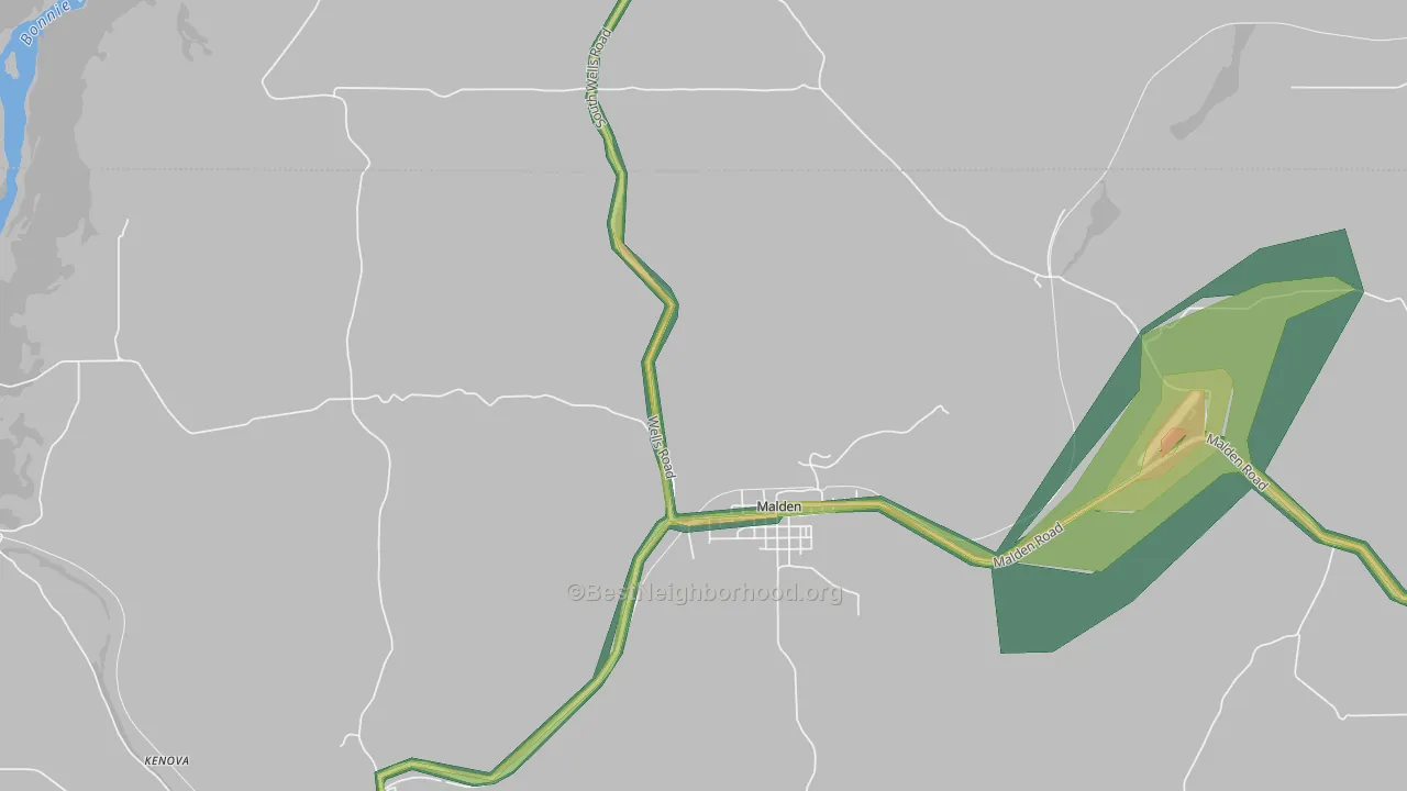 Malden, WA Map of Noise Levels in Malden