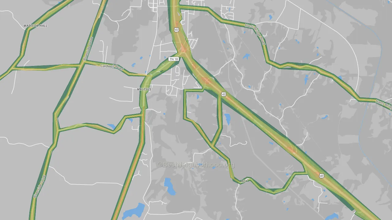 Malesus, TN Map of Noise Levels in Malesus