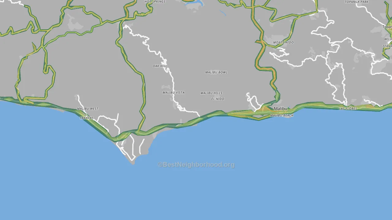 Malibu, CA Map of Noise Levels in Malibu