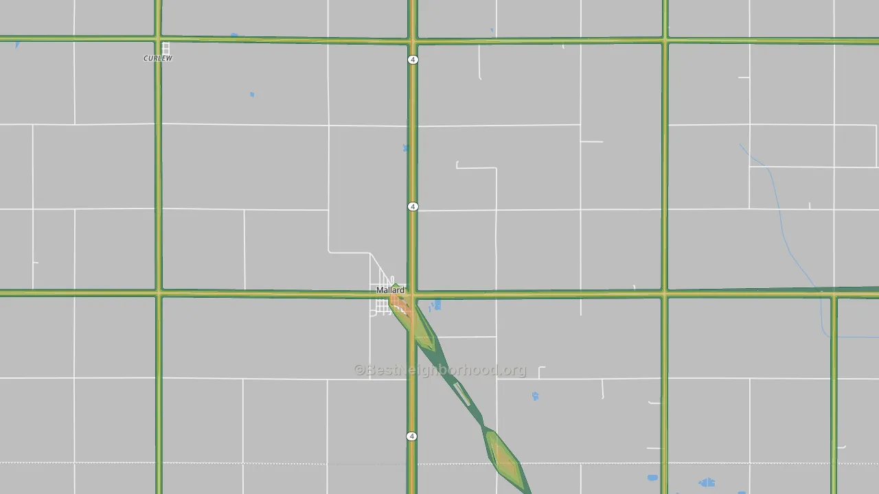 Mallard, IA Map of Noise Levels in Mallard