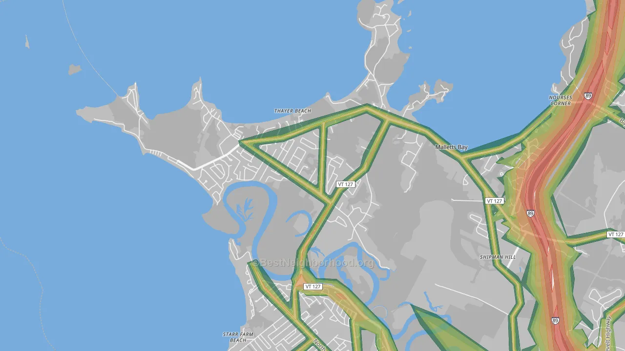 Malletts Bay, Colchester, VT Map of Noise Levels in Malletts Bay