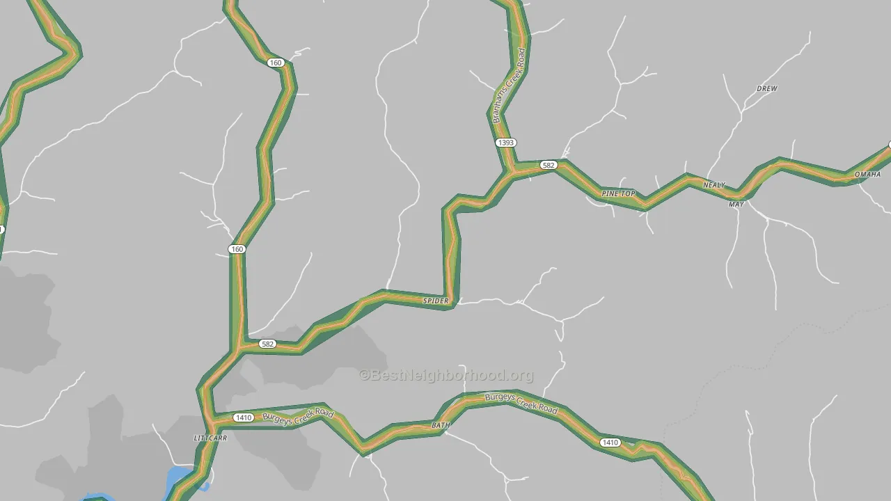Mallie, KY Map of Noise Levels in Mallie
