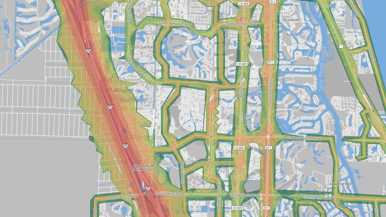 Mallory Creek at Abacoa, Jupiter, FL Map of Noise Levels in Mallory Creek at Abacoa