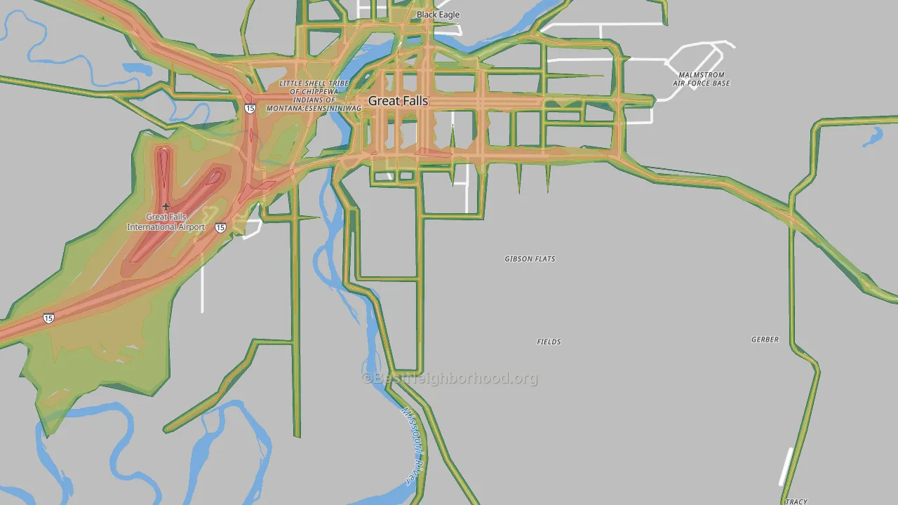Malmstrom Air Force Base, MT Map of Noise Levels in Malmstrom Air Force Base