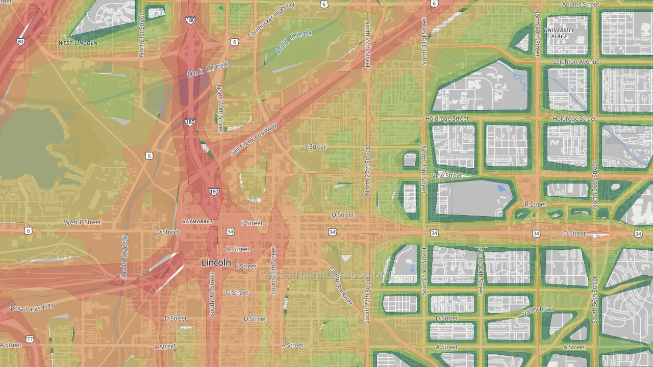 Malone, Lincoln, NE Map of Noise Levels in Malone