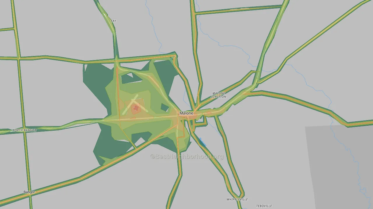 Malone, NY Map of Noise Levels in Malone