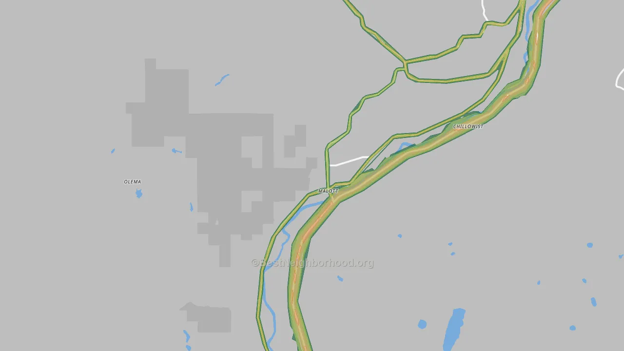 Malott, WA Map of Noise Levels in Malott