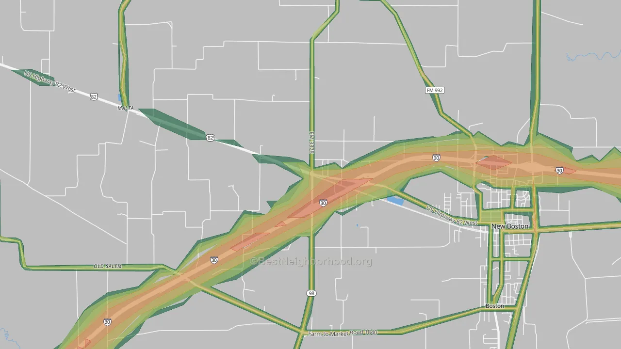 Malta, TX Map of Noise Levels in Malta