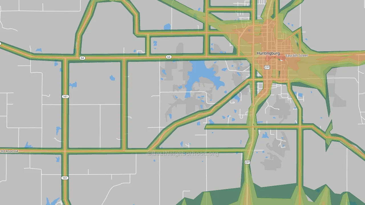 Maltersville, IN Map of Noise Levels in Maltersville