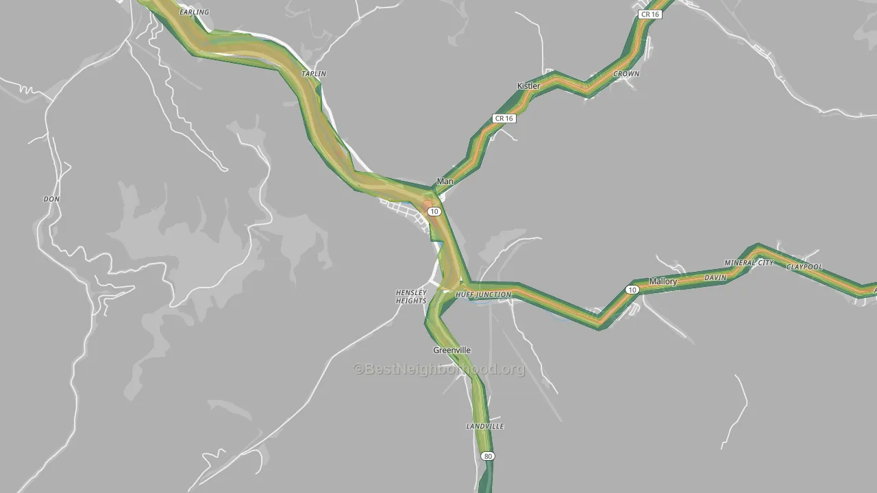 Man, WV Map of Noise Levels in Man