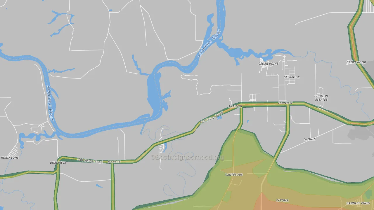 Manack, AL Map of Noise Levels in Manack