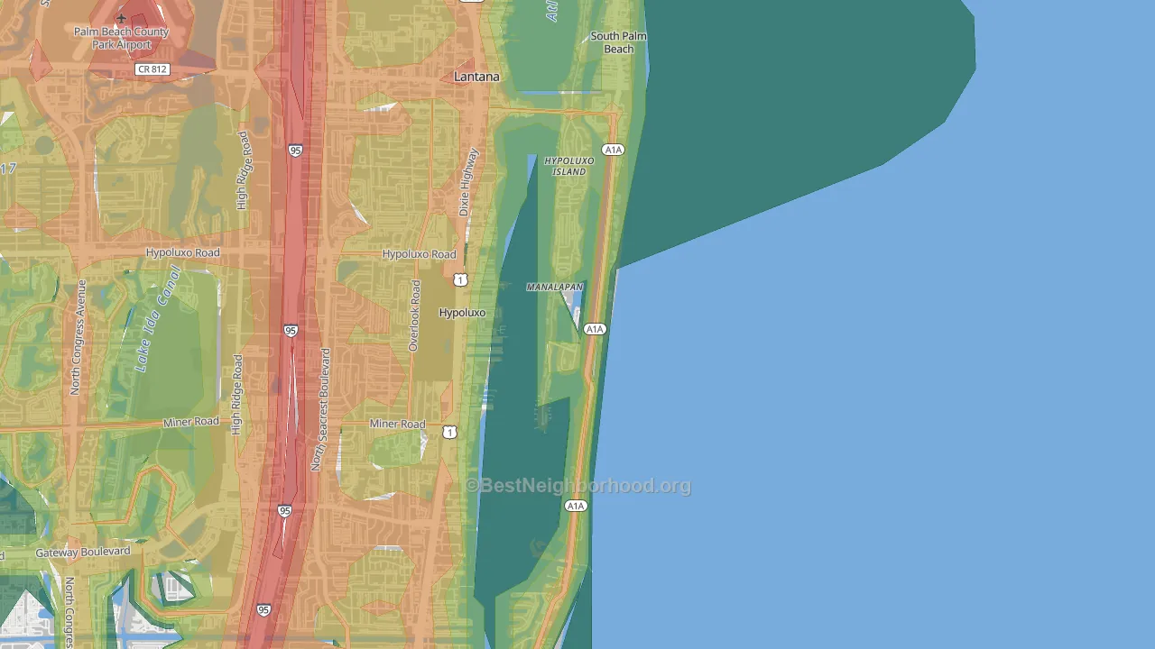 Manalapan, FL Map of Noise Levels in Manalapan