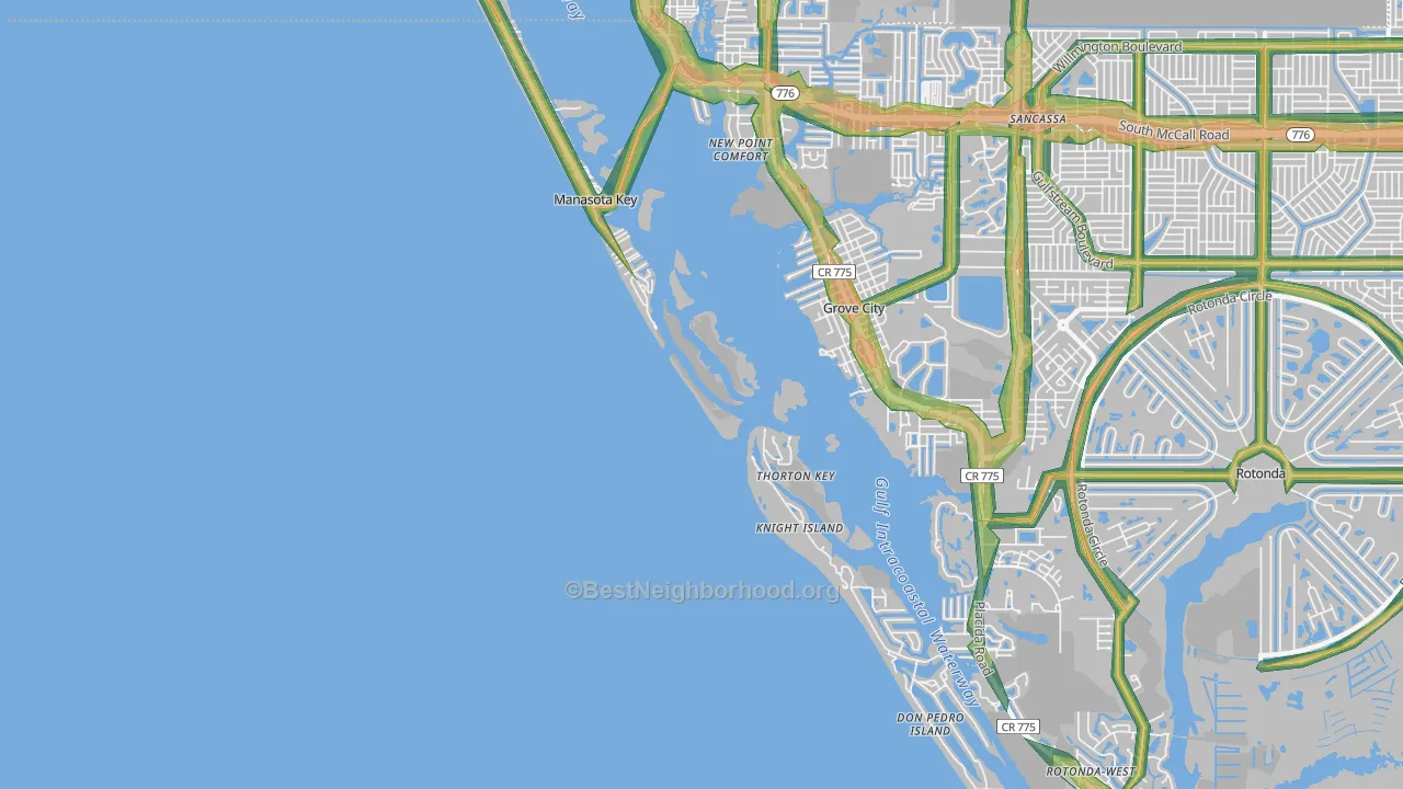 Manasota Key, FL Map of Noise Levels in Manasota Key