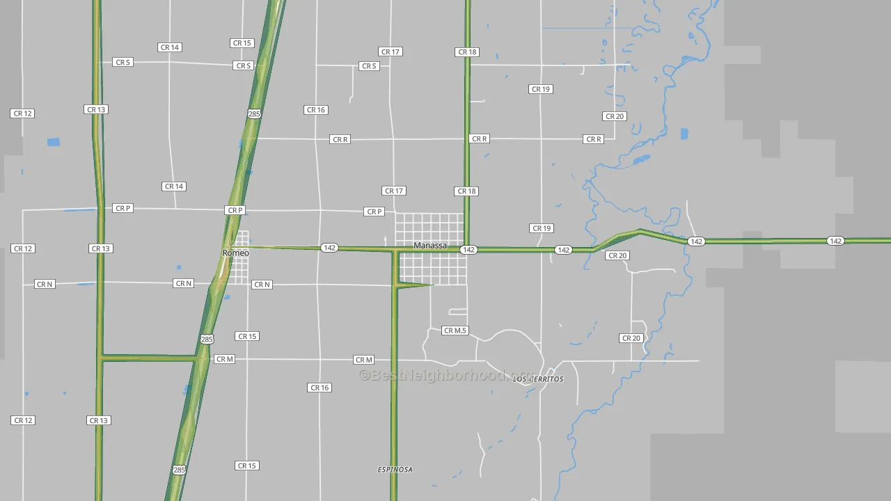 Manassa, CO Map of Noise Levels in Manassa