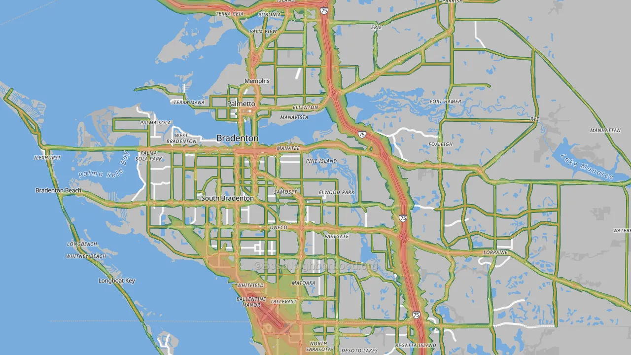 Manatee County, FL Map of Noise Levels in Manatee County