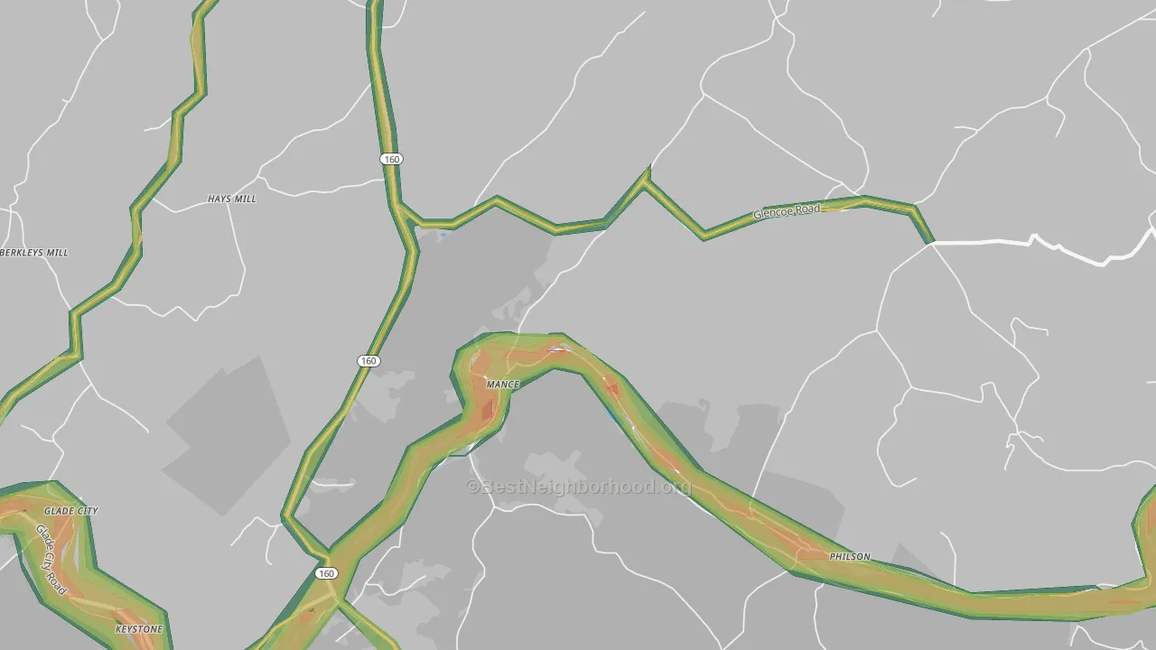 Mance, PA Map of Noise Levels in Mance