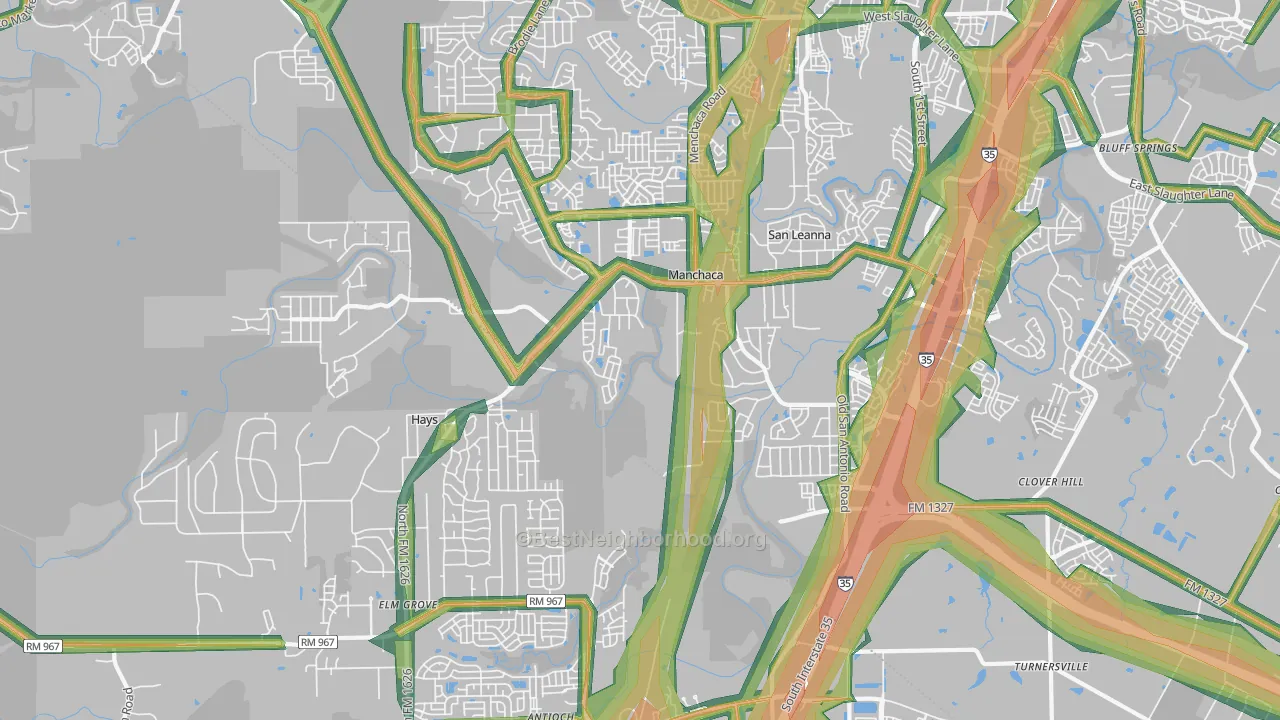 Manchaca, TX Map of Noise Levels in Manchaca