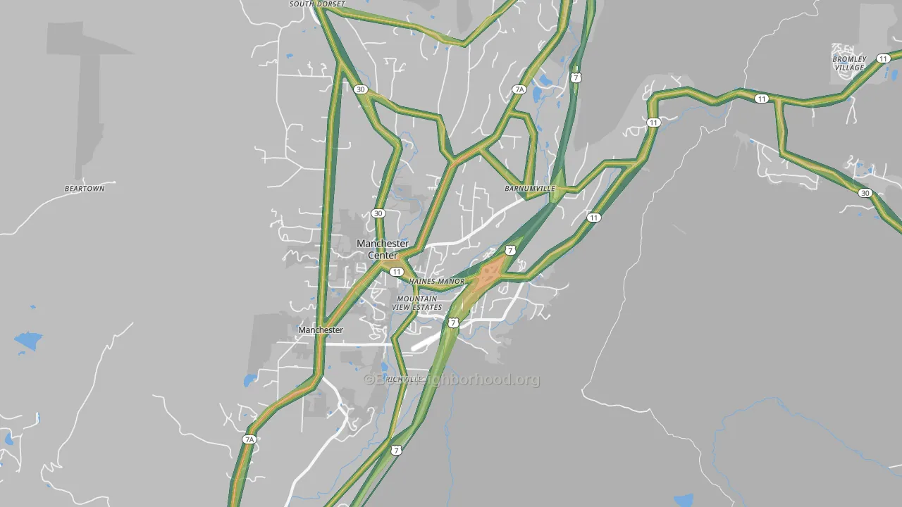 Manchester Center, VT Map of Noise Levels in Manchester Center
