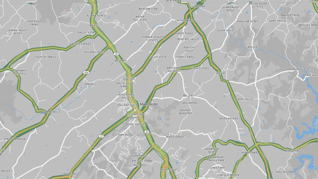Manchester, MD Map of Noise Levels in Manchester