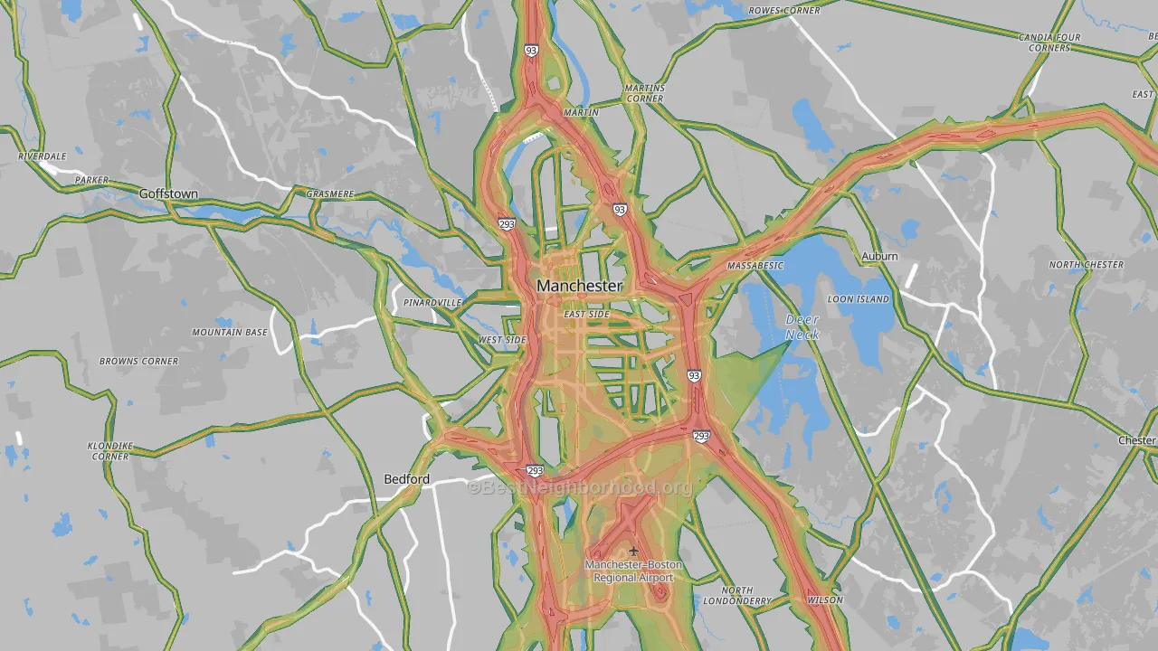 Manchester, NH Map of Noise Levels in Manchester