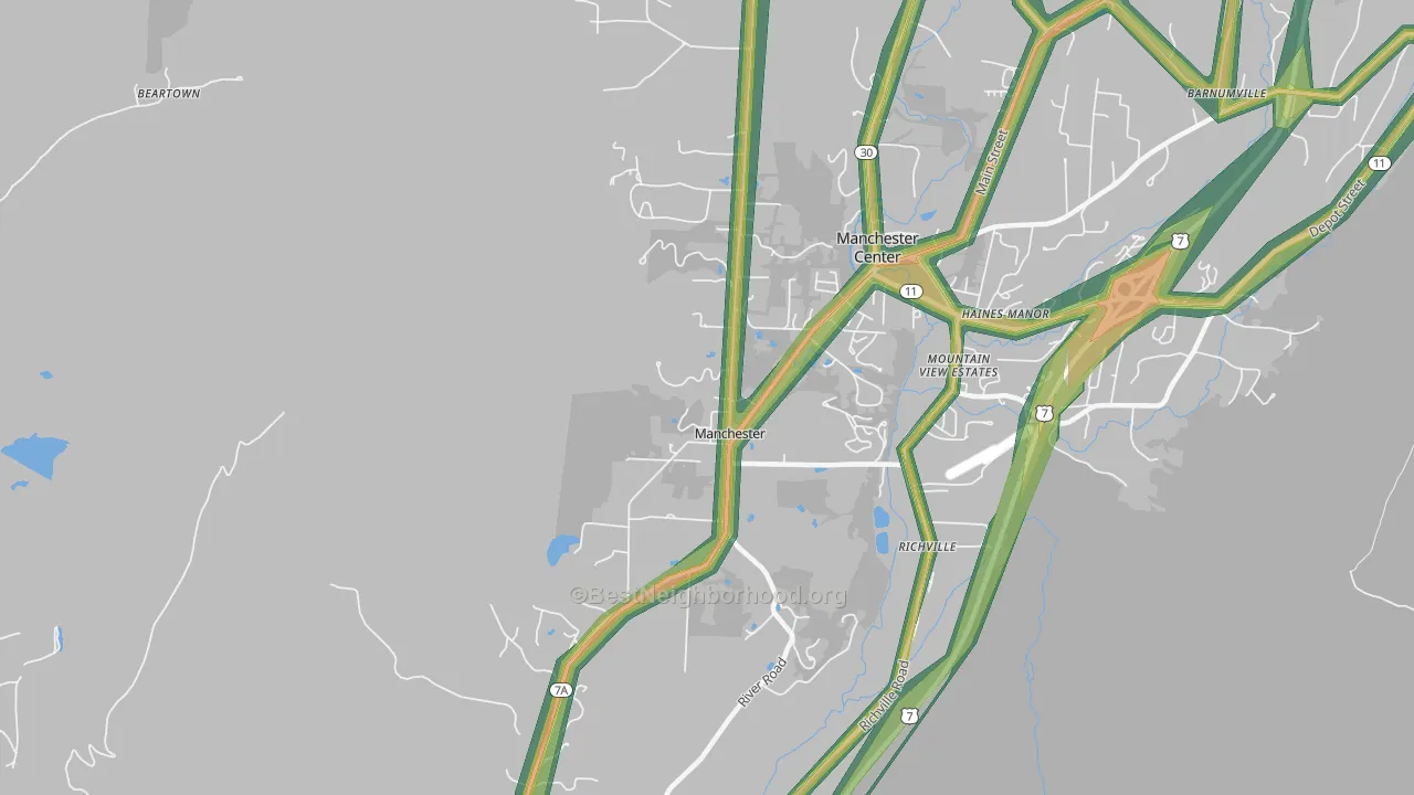 Manchester, VT Map of Noise Levels in Manchester