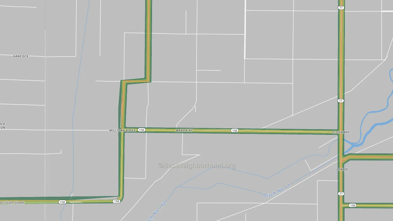 Mandalay, AR Map of Noise Levels in Mandalay