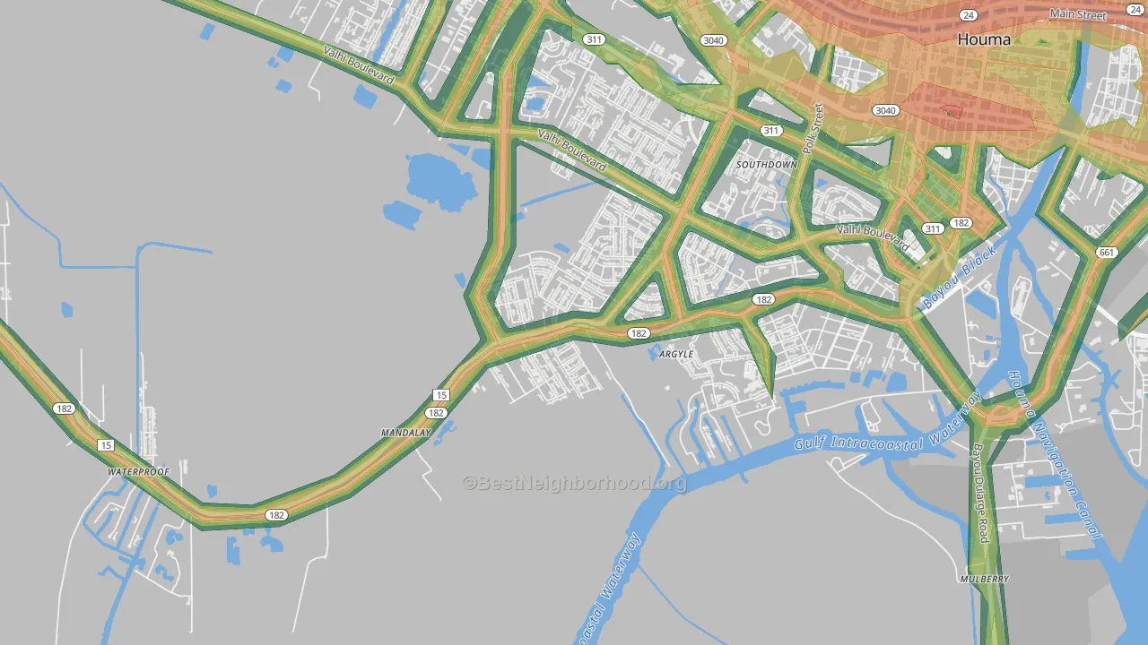 Mandalay, LA Map of Noise Levels in Mandalay