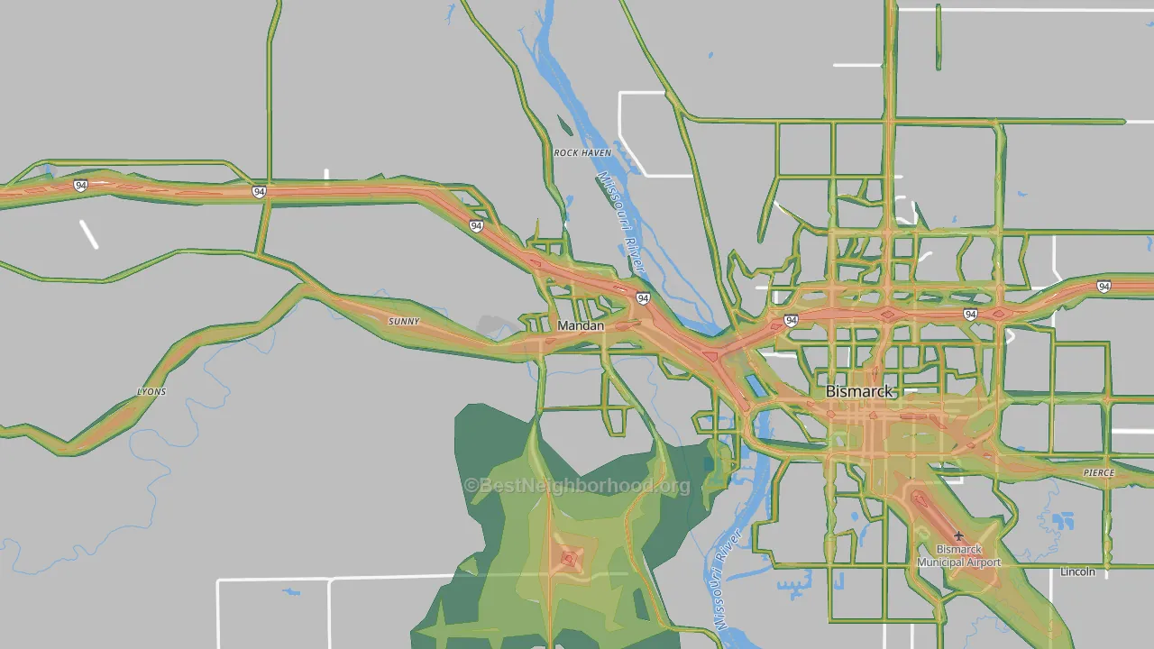Mandan, ND Map of Noise Levels in Mandan