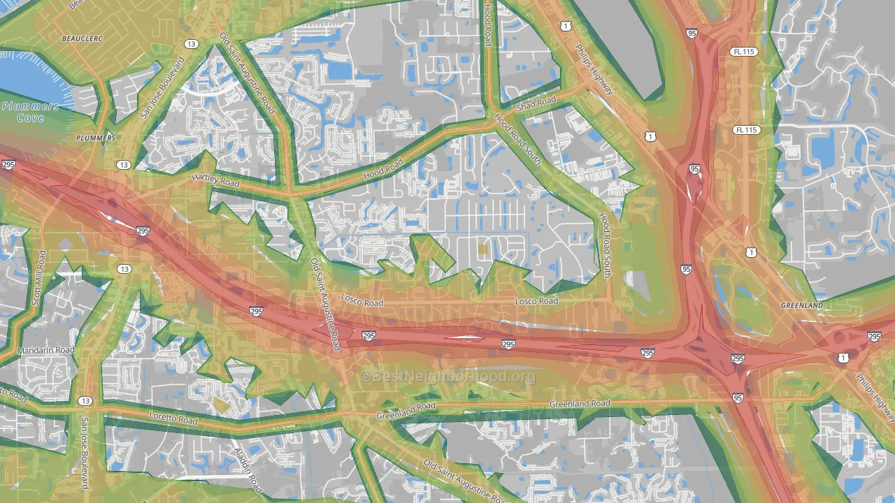Mandarin Station-Losco, Jacksonville, FL Map of Noise Levels in Mandarin Station-Losco