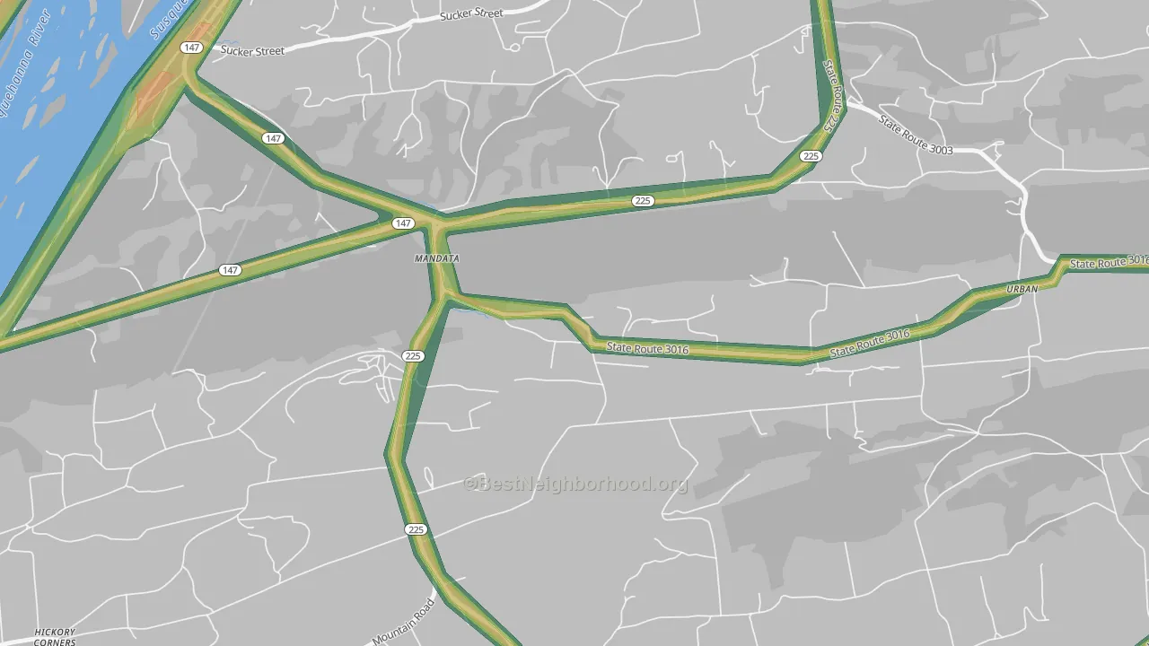 Mandata, PA Map of Noise Levels in Mandata