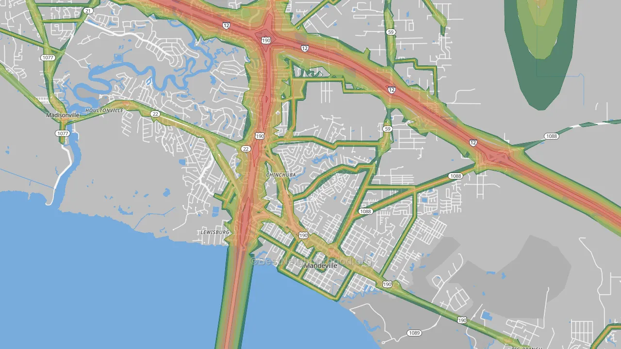 Mandeville, LA Map of Noise Levels in Mandeville