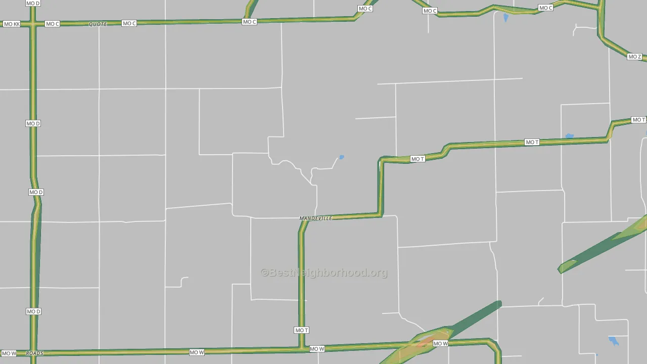 Mandeville, MO Map of Noise Levels in Mandeville